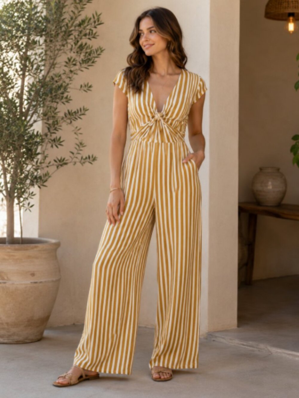 NWT Romeo & Juliet Couture Striped Jumpsuit LARGE